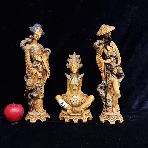 203 - A trio of Chinese figures by Artmark. Wonderful detail to each.