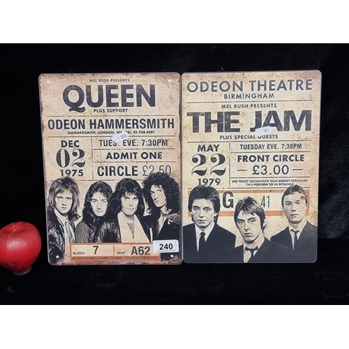 240 - Two metal wall plaques, one from Queen and one for The Jam.