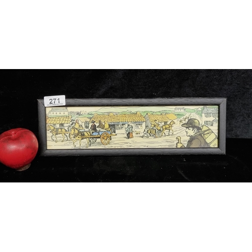 271 - A framed print depicting an art work originally by Jack B. Yeats titled 'The Village'. Housed in a s... 