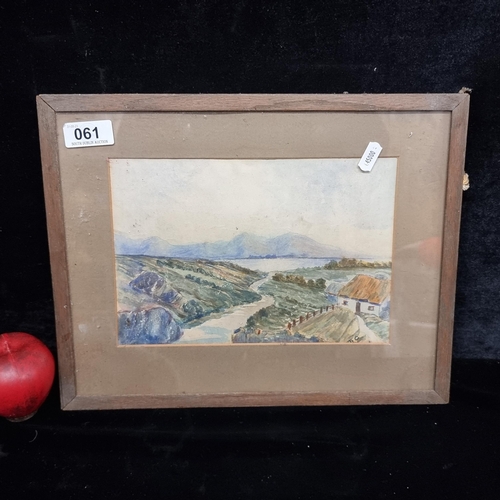 61 - An original vintage watercolour on paper painting showing a west of Ireland landscape scene. Initial... 