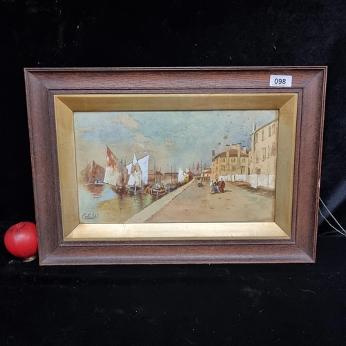 98 - Star Lot : An antique original 19th century watercolour  on paper painting featuring a maritime land... 