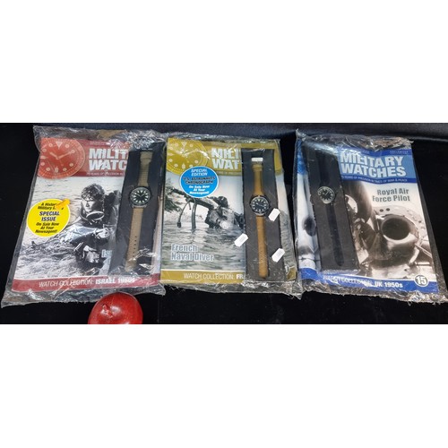 149 - Three sealed packs of Military watches from the series inc Royal Air Force Pilot, Israeli Naval Comm... 