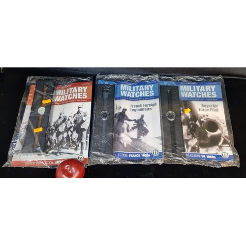 268 - Three sealed packs of Military watches from the series inc Royal Air Force Pilot, Japanese Soldier, ... 