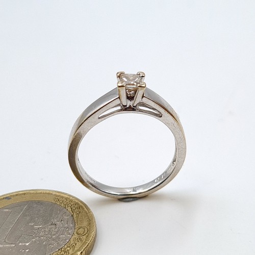 9 - Super Star Lot: A fabulous example of a Diamond Solitaire 18 carat White Gold ring, featuring a beau... 