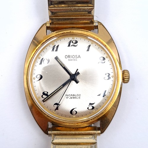 46 - An Oriosa 17 jewelled incabloc vintage gold toned wrist watch, featuring luminous hands and sweep se... 