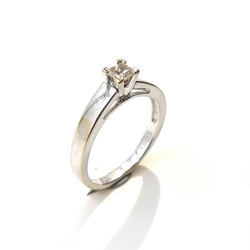 9 - Super Star Lot: A fabulous example of a Diamond Solitaire 18 carat White Gold ring, featuring a beau... 