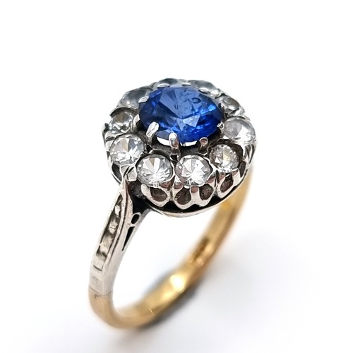 18 - Star Lot: An expertly crafted 18 carat gold Sapphire and diamond ring,  Stamped 18ct. Ring size: L. ... 