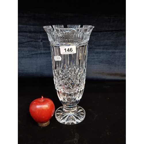 146 - Star lot : A superb large Waterford Crystal Lismore castle vase. In good condition and with acid mar... 