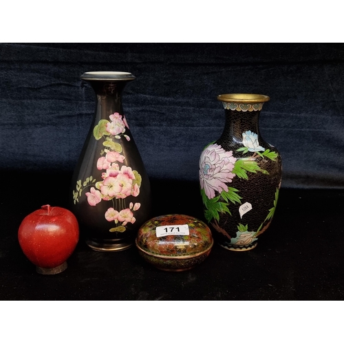 171 - Three beautiful items including two Cloisonné examples and an Imperial Windsor vase. In good order