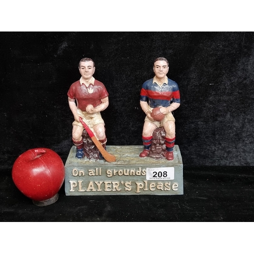 208 - A Player's cigarettes advertising figure depicting two GAA players to top.