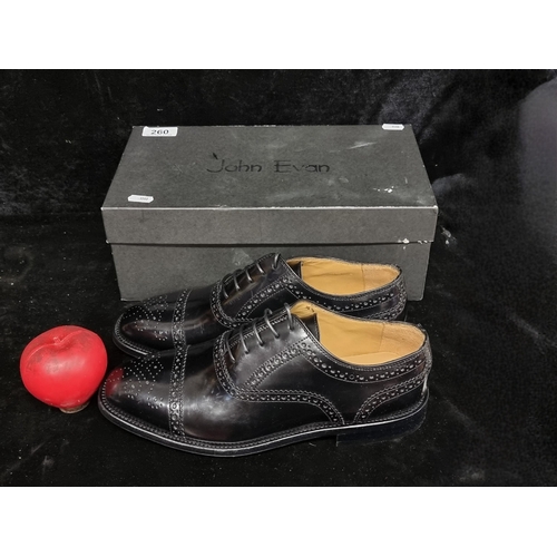 260 - An elegant pair of brand new Oxford style genuine black leather shoes from John Evan with nice toole... 