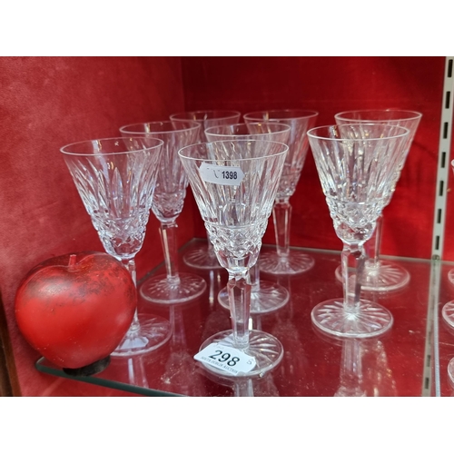 298 - A collection of eight elegant Waterford Crystal vintage stemmed wine goblets, in the beautiful 