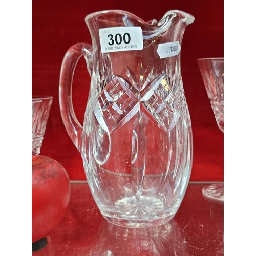 300 - A fabulous tall Waterford Crystal Martini Pitcher Beverage jug, featuring a flayed lip and deep diam... 