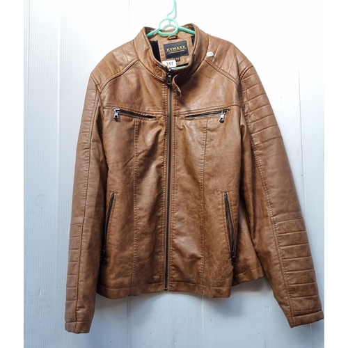 317 - A super stylish gentleman's bomber tanned leather style jacket, featuring a cosy black lining to int... 