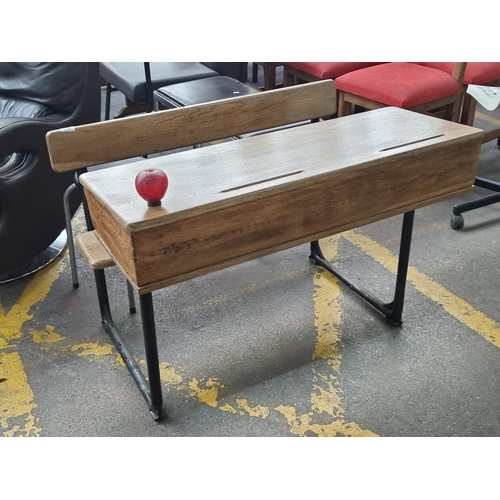 350 - An original vintage wooden children's school desk. A real piece of nostalgia in fabulous condition.