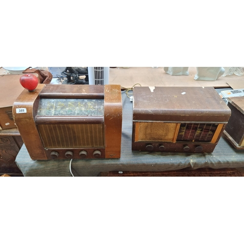 389 - Two vintage radios including a PYE model P28 and a G. Marconi model T19A. Both dating c.1949