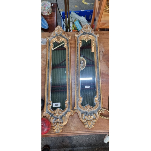 458 - Two French style hall mirrors with gilt frames.