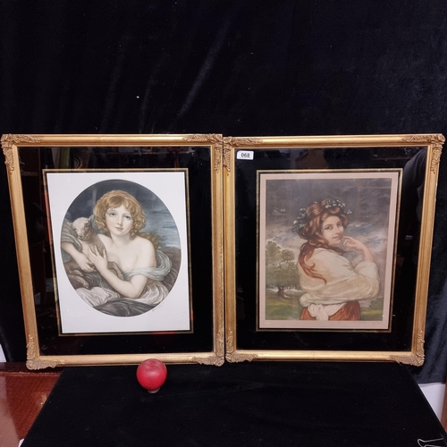 68 - A pair of antique hand signed mezzotints, one after a painting by G. Baptiste Grueze titled