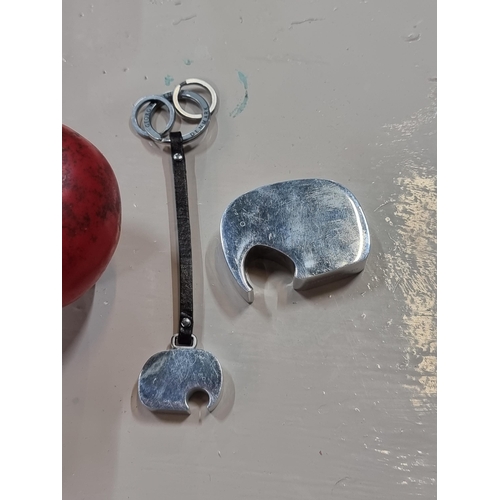 745 - A Georg Jensen Danish designer bottle opener and keyring in the elephant design.