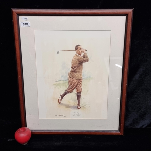 78 - A print of a painting originally by the artist Terence Gilbert featuring the golfer Walter 