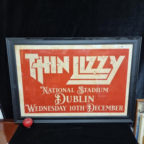 83 - A very large framed print advertising Thin Lizzy performing at the National Stadium in Dublin on Wed... 