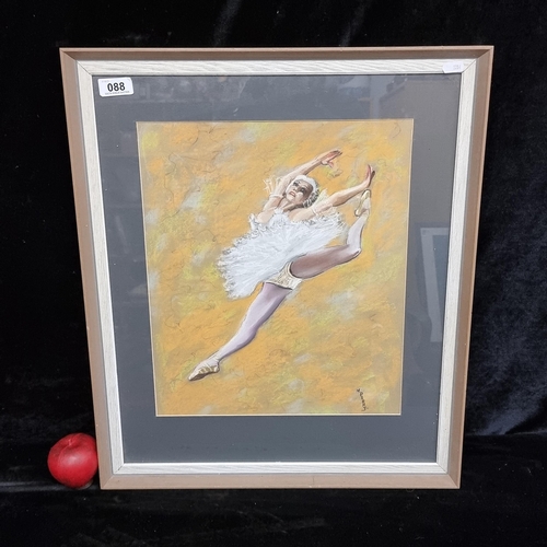 88 - An original chalk pastel on paper drawing featuring a scene from the ballet Swan Lake as the charact... 