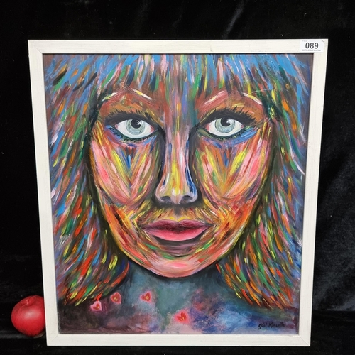 89 - An original Gail Kinsella (Irish) acrylic on board painting. Featuring a female portrait in a vibran... 