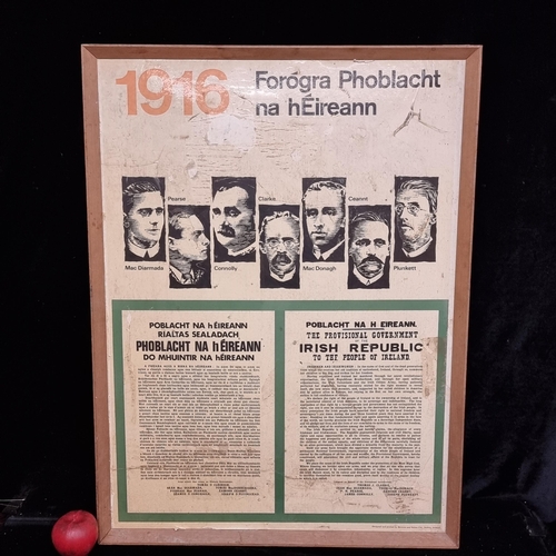 94 - A vintage school poster on board showing the 1916 Irish Proclamation of Independence in both Irish a... 