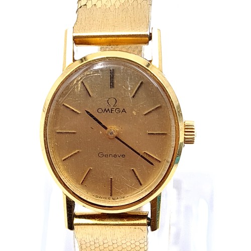 1 - Star Lot : A fine example of a vintage late 1960's- early 1970's 18ct Gold Omega Geneve ladies wrist... 