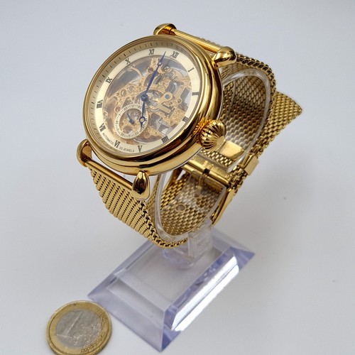 10 - Star Lot : An unusual Constantin Weisz model T30CW gold toned wrist watch, featuring a display hour,... 