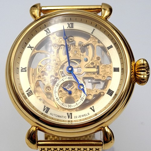 10 - Star Lot : An unusual Constantin Weisz model T30CW gold toned wrist watch, featuring a display hour,... 