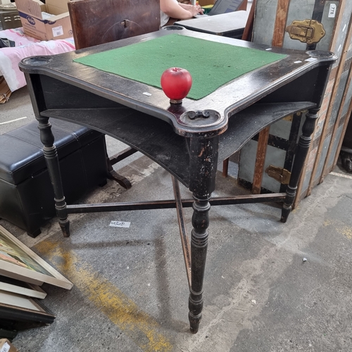 777 - Star Lot : A wonderful early 20th Century card table, with green felt baize playing surface to top w... 