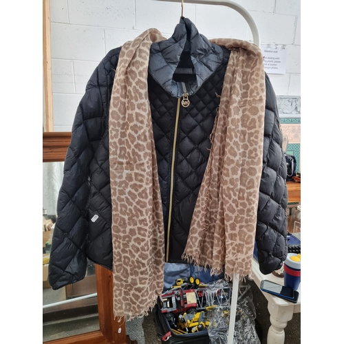 887 - Two genuine Michael Kors items including a light weight ladies puffer jacket and a leopard print sca... 