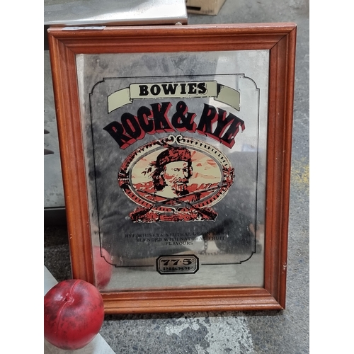 914 - A Bowies Rock & Rye whisky advertising pub mirror.