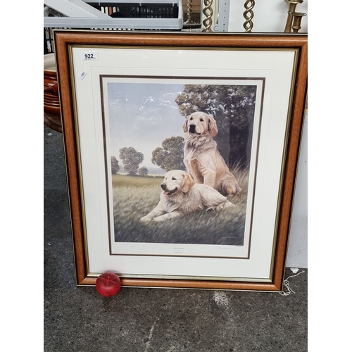 922 - A large limited edition (613/850) Nigel Hemming print titled 'Golden Days'. Depicting two Golden Ret... 