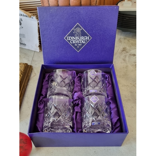 939 - Set of four vintage Edinburgh Crystal whiskey tumblers. With personalised etching dated to 1972. In ... 