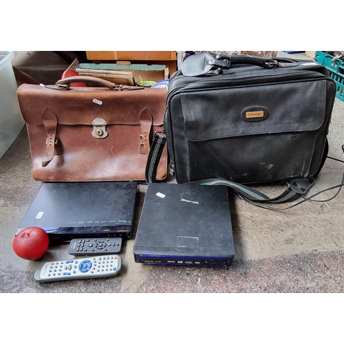 947 - Four items including two briefcases with a vintage genuine leather Keystone and Travelan Collection ... 