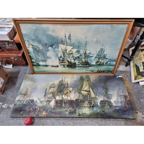 821 - Two large prints, including one framed example showing 