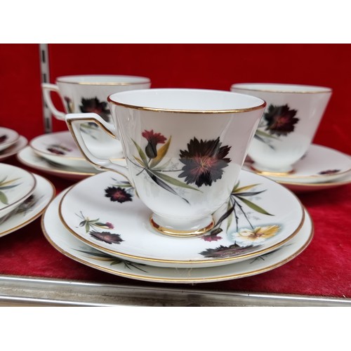 288 - A full 21 piece Royal Tara fine bone china tea set consisting of six tea cups and saucers, six side ... 