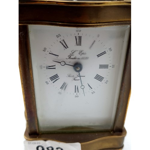 983 - Star Lot: A beautiful vintage brass carriage clock by L'Épée: Saint Luxanne, France. Featuring origi... 