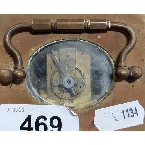 469 - Star Lot : An antique Edwardian carriage clock featuring lovely enameled face boasting Roman numeral... 