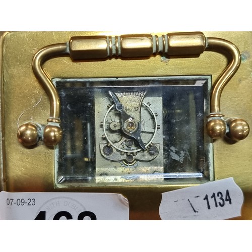 468 - Star Lot : A fine antique Edwardian carriage clock made by Sharman D. Neill Belfast. Features lovely... 