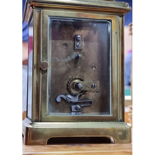 468 - Star Lot : A fine antique Edwardian carriage clock made by Sharman D. Neill Belfast. Features lovely... 