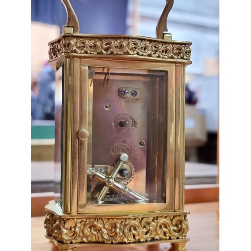 470 - Star Lot : A very attractive antique Edwardian carriage clock made by Sharman D. Neill Belfast. Feat... 