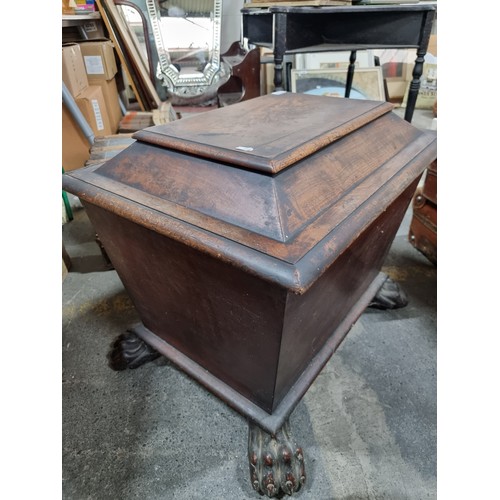 779 - Star Lot : A superb Irish Georgian 1810 Mahogany wine cooler cellarette opening to reveal five stora... 