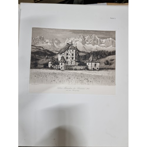 803 - Star lot: A large antique hardcover book in German 'Schloss Munichau Bei Kitzbuhel-Tirol' by Hofrat ... 