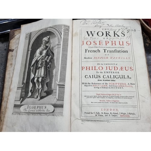 806 - Star Lot: An antique 1693 hardback book titled 'The Works of Josephus by Arnold D'Andilly translated... 