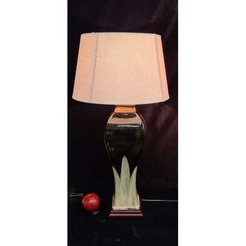 896 - A fabulous pair of two-tone ceramic table lamps, with circular cream shades and three pin plug. RRP ... 