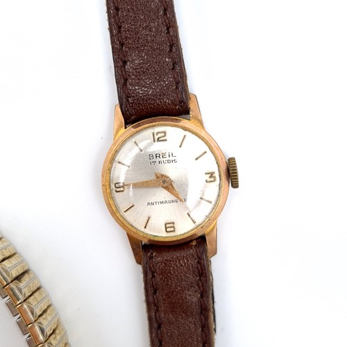 37 - A collection of two vintage ladies wrist watches, including a Roamer and a Breil 17 jewelled anti ma... 