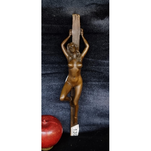 139 - Star Lot: A heavy quality bronze erotic sculpture depicting a nude female tied to a post. By Jean Pa... 